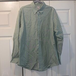 Brooks Brothers Green and White Striped Button Down Shirt
